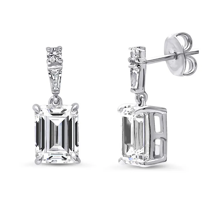 BERRICLE Rings Solitaire Emerald Cut CZ Set in Sterling Silver