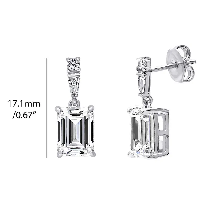 BERRICLE Rings Solitaire Emerald Cut CZ Set in Sterling Silver