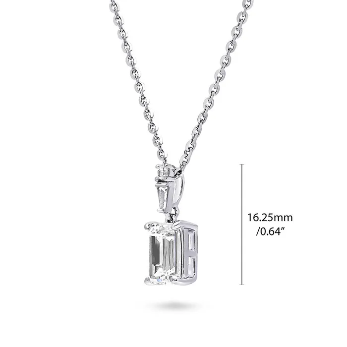 BERRICLE Rings Solitaire Emerald Cut CZ Set in Sterling Silver