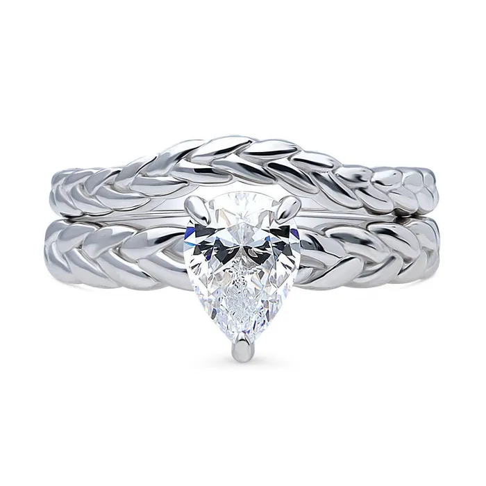 BERRICLE Rings Woven Solitaire 1ct CZ Ring Set in Sterling Silver