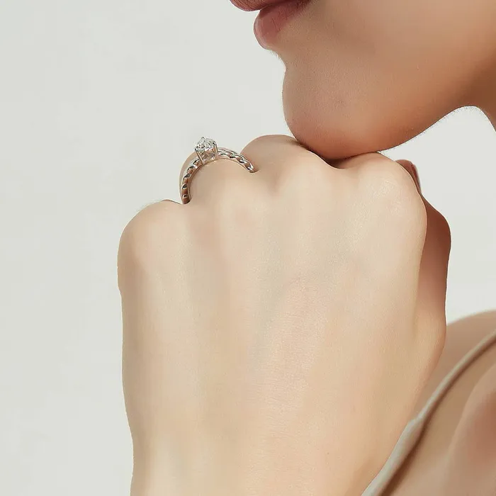 BERRICLE Rings Woven Solitaire 1ct CZ Ring Set in Sterling Silver