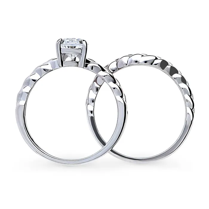 BERRICLE Rings Woven Solitaire 1ct CZ Ring Set in Sterling Silver