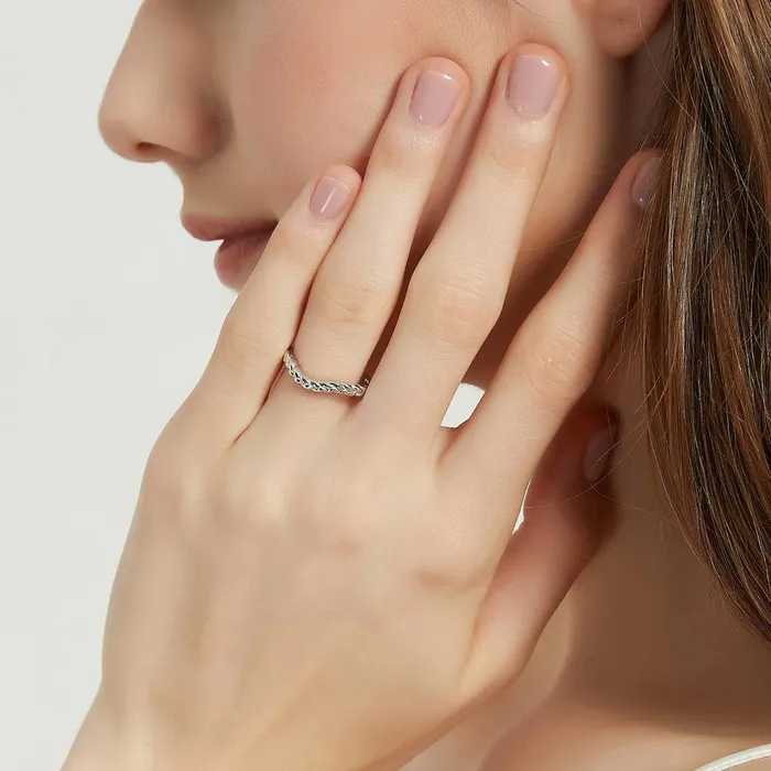BERRICLE Rings Woven Solitaire 1ct CZ Ring Set in Sterling Silver