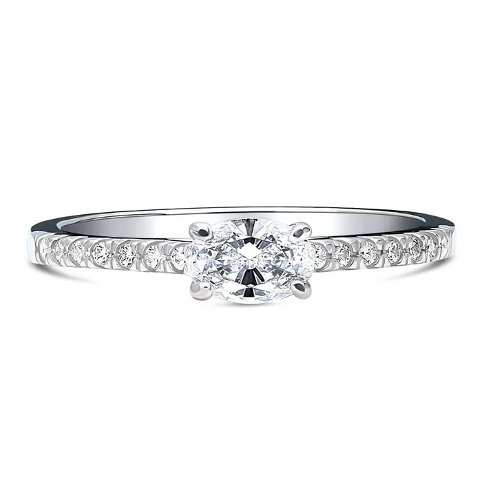 BERRICLE Solitaire 04ct Oval CZ Ring in Sterling Silver Rings