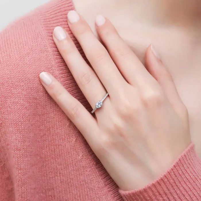 BERRICLE Solitaire 04ct Oval CZ Ring in Sterling Silver Rings