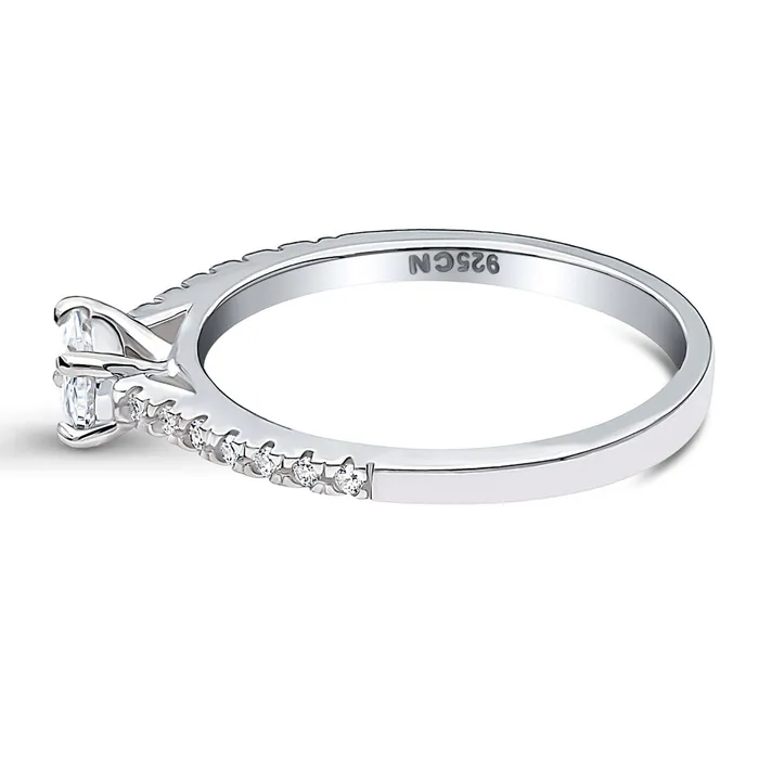 BERRICLE Solitaire 04ct Oval CZ Ring in Sterling Silver Rings