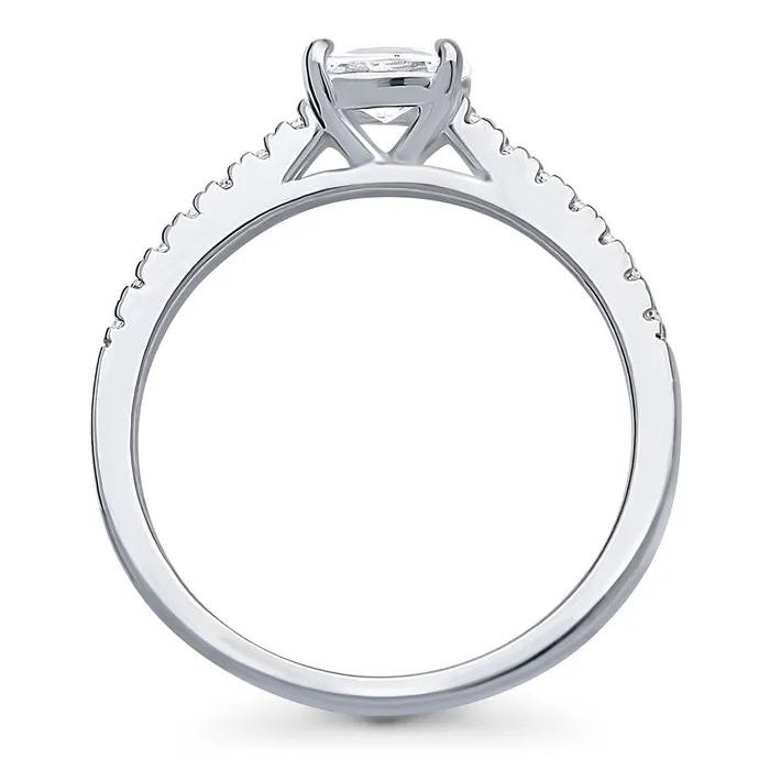 BERRICLE Solitaire 04ct Oval CZ Ring in Sterling Silver Rings