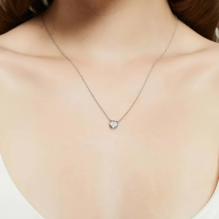 BERRICLE Solitaire Bezel Heart CZ Set in Sterling Silver Rings
