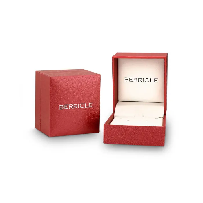 BERRICLE Solitaire Bezel Heart CZ Stud Earrings in Sterling Silver 14ct Earrings