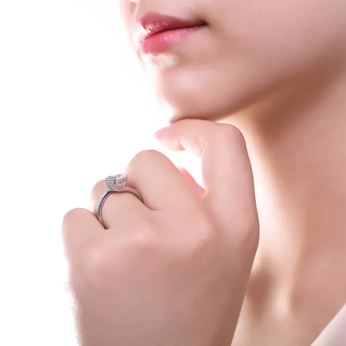 BERRICLE Solitaire Bypass 17ct Emerald Cut CZ Ring in Sterling Silver Rings