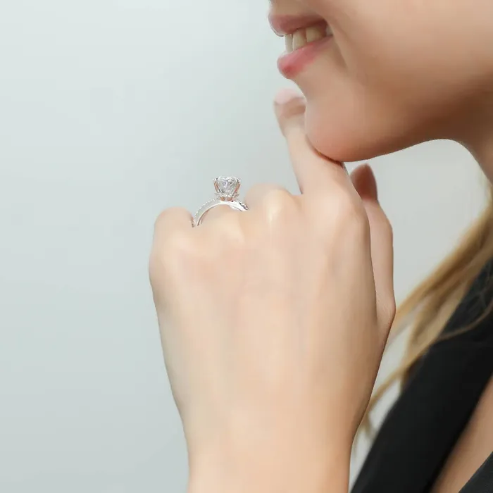 BERRICLE Solitaire Hidden Halo 55ct Oval CZ Ring in Sterling Silver Rings
