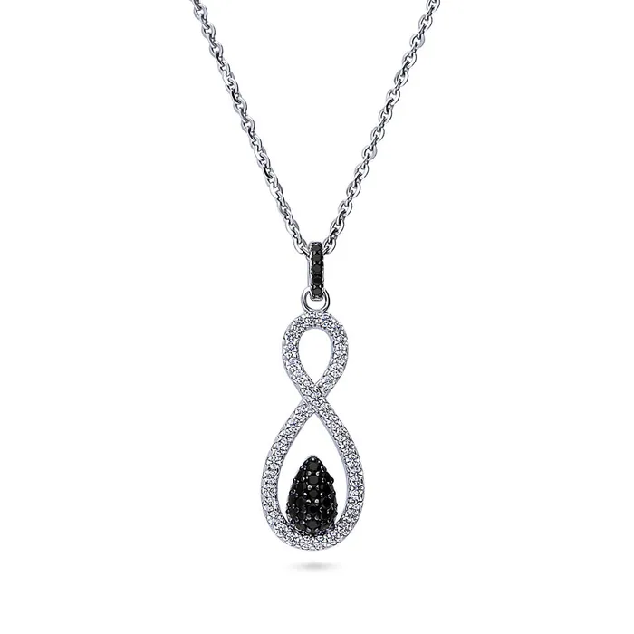 Black White Woven CZ Necklace in Sterling Silver BERRICLE Necklaces