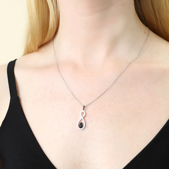 Black White Woven CZ Necklace in Sterling Silver BERRICLE Necklaces