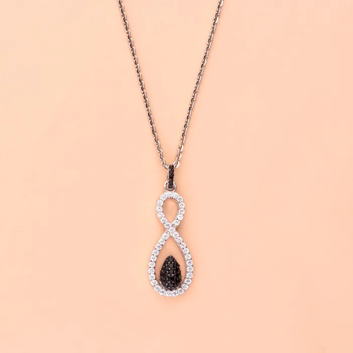 Black White Woven CZ Necklace in Sterling Silver BERRICLE Necklaces