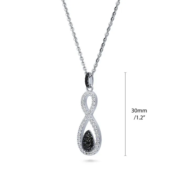 Black White Woven CZ Necklace in Sterling Silver BERRICLE Necklaces
