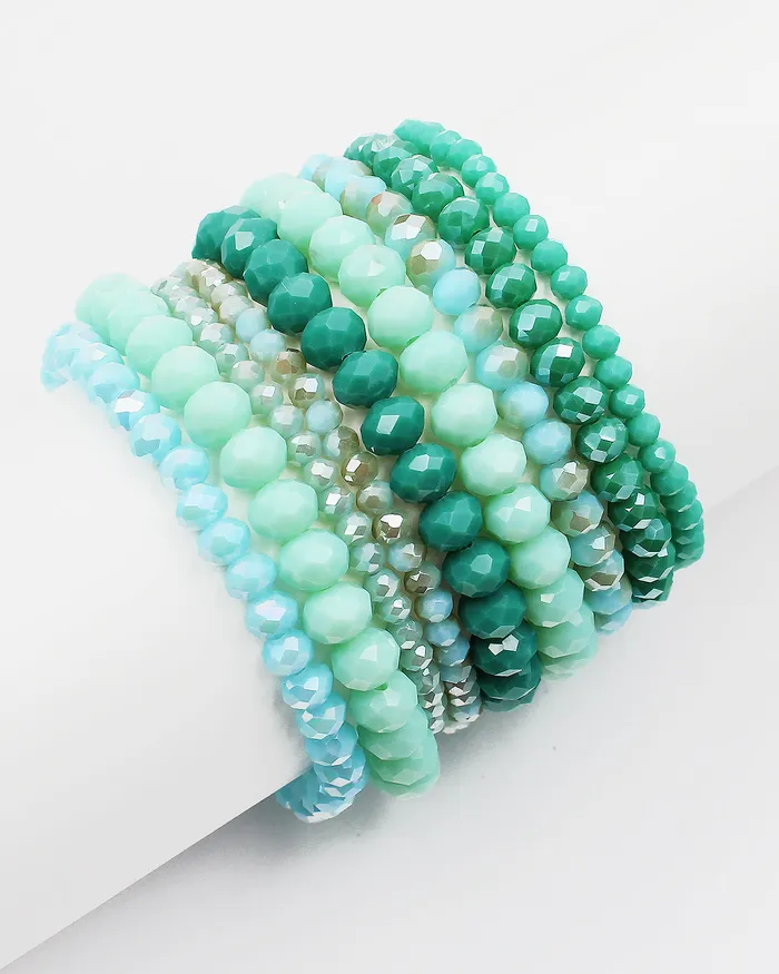 Bracelets 04192023 Multiple Layered Faceted Stretch Bracelet