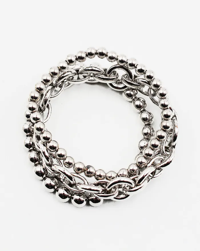 Bracelets 092022OVER Triple Layered Ball Chain Link Stretch Bracelet Bracelets 092022OVER Triple Layered Ball Chain Link Stretch Bracelet
