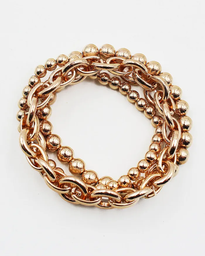 Bracelets 092022OVER Triple Layered Ball Chain Link Stretch Bracelet Bracelets 092022OVER Triple Layered Ball Chain Link Stretch Bracelet