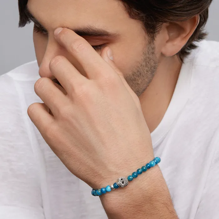 Bracelets LAGOS Anthem Blue Apatite Skull Bracelet Bracelets LAGOS Anthem Blue Apatite Skull Bracelet