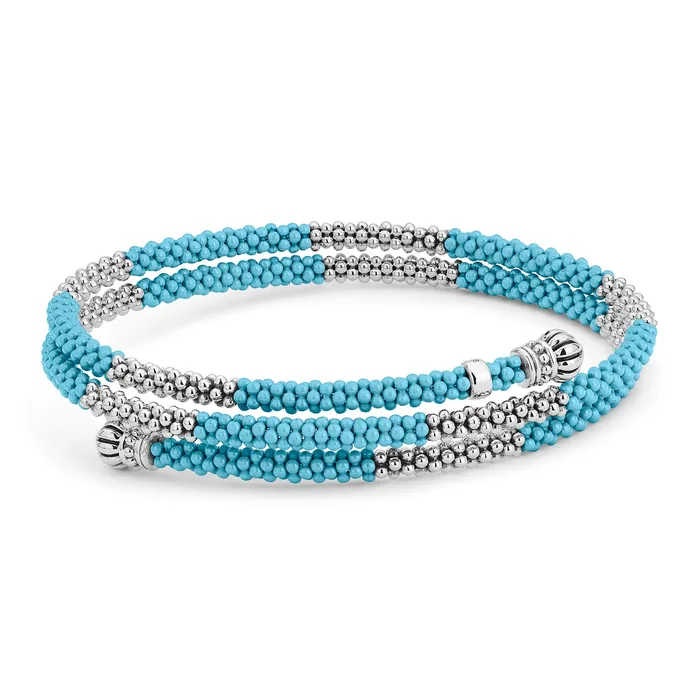 Bracelets Lagos Blue Caviar Blue Ceramic Beaded Wrap Bracelet