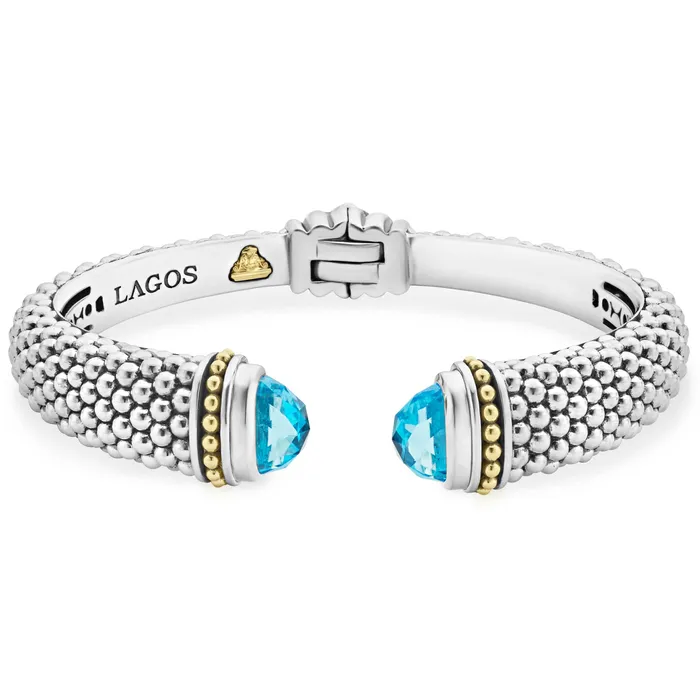 Bracelets Lagos Caviar Color Swiss Blue Topaz Cuff Bracelet 12mm