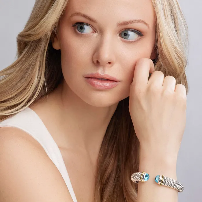 Bracelets Lagos Caviar Color Swiss Blue Topaz Cuff Bracelet 12mm Bracelets Lagos Caviar Color Swiss Blue Topaz Cuff Bracelet 12mm