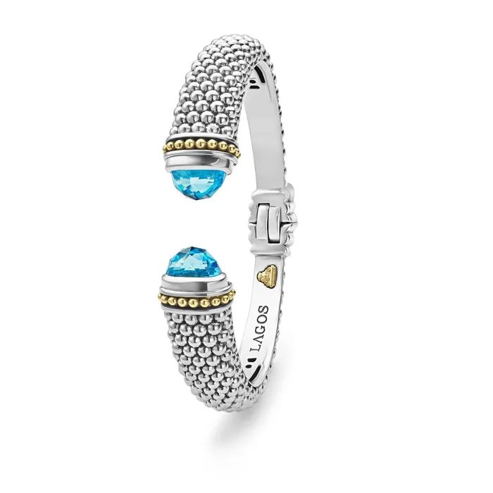 Bracelets Lagos Caviar Color Swiss Blue Topaz Cuff Bracelet 12mm Bracelets Lagos Caviar Color Swiss Blue Topaz Cuff Bracelet 12mm