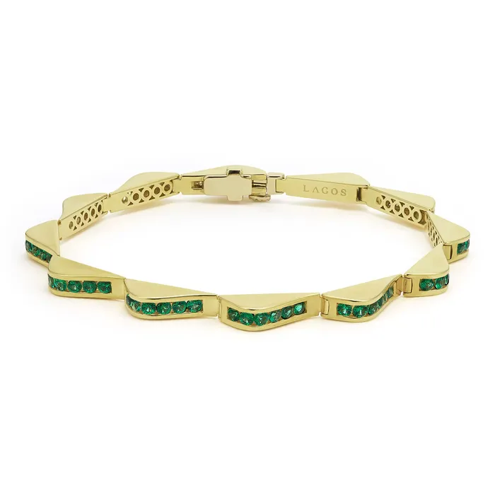 Bracelets LAGOS Studio 18K Gold Emerald Link Wave Bracelet