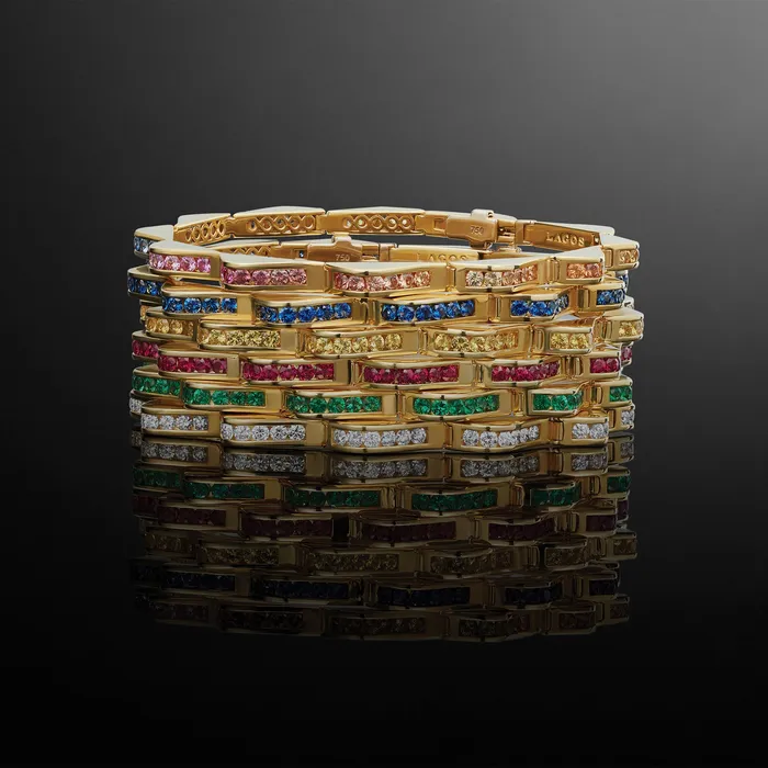 Bracelets LAGOS Studio 18K Gold Emerald Link Wave Bracelet Bracelets LAGOS Studio 18K Gold Emerald Link Wave Bracelet