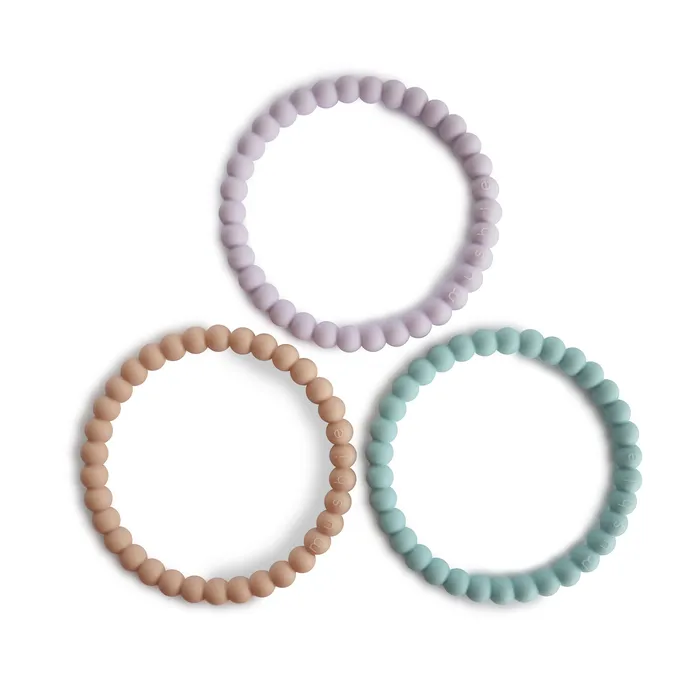 Bracelets Mushie Bracelet Teether Lilac Cyan Soft Peach Mushie Kids