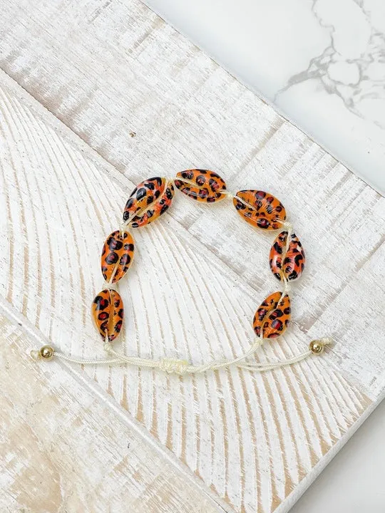 Bracelets Puka Shell Adjustable Bracelet Leopard Prep Obsessed PR