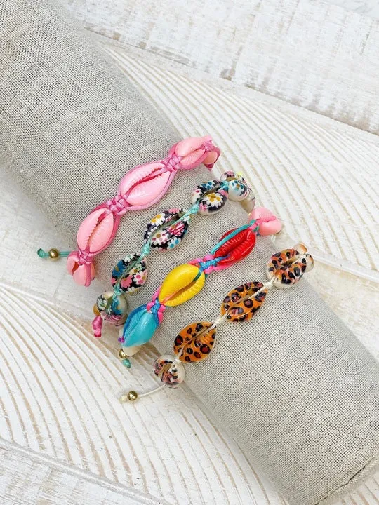 Bracelets Puka Shell Adjustable Bracelet Leopard Prep Obsessed PR