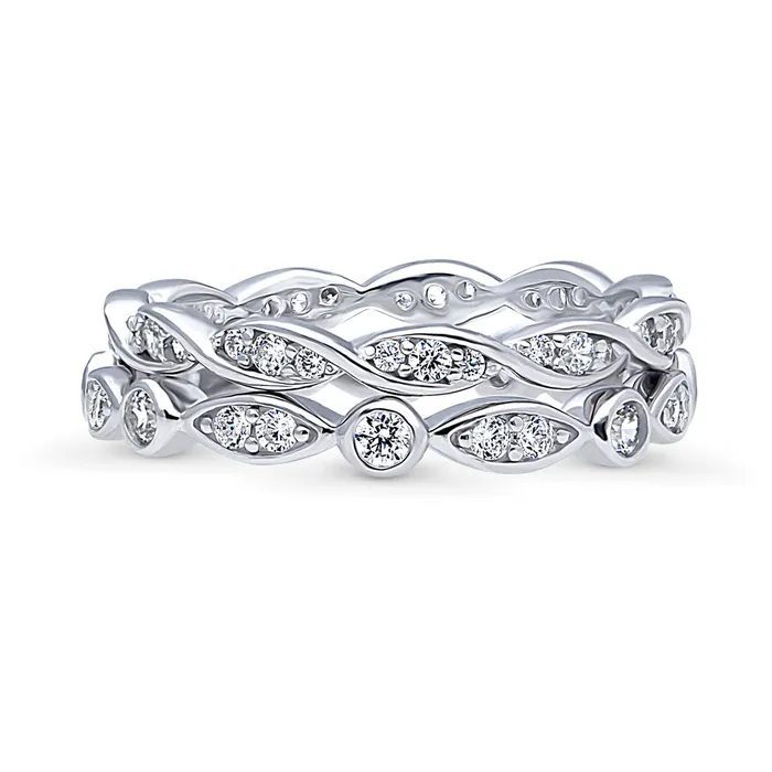 Bubble Woven Bezel CZ Eternity Ring Set in Sterling Silver BERRICLE Rings