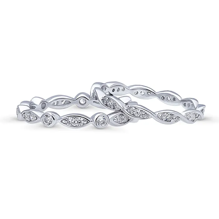 Bubble Woven Bezel CZ Eternity Ring Set in Sterling Silver BERRICLE Rings