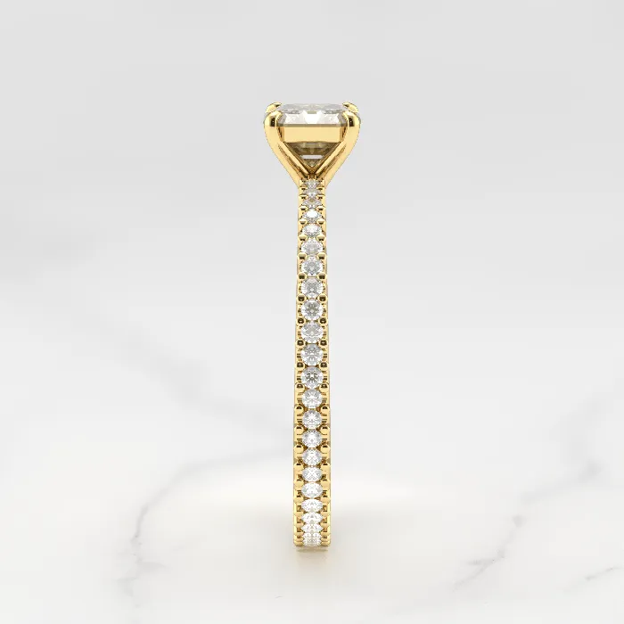 Capucinne Asscher Full Pave Tapered Moissanite Ring 1ct Rings