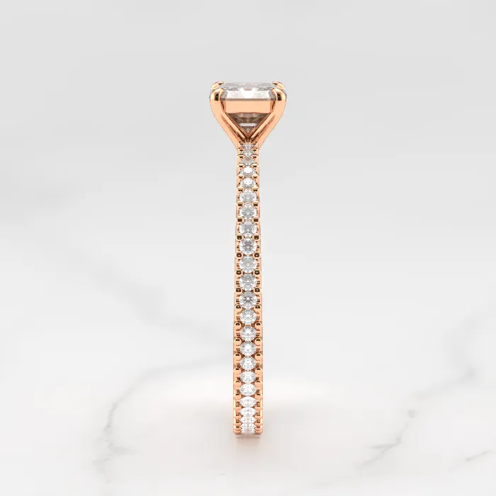 Capucinne Asscher Full Pave Tapered Moissanite Ring 1ct Rings