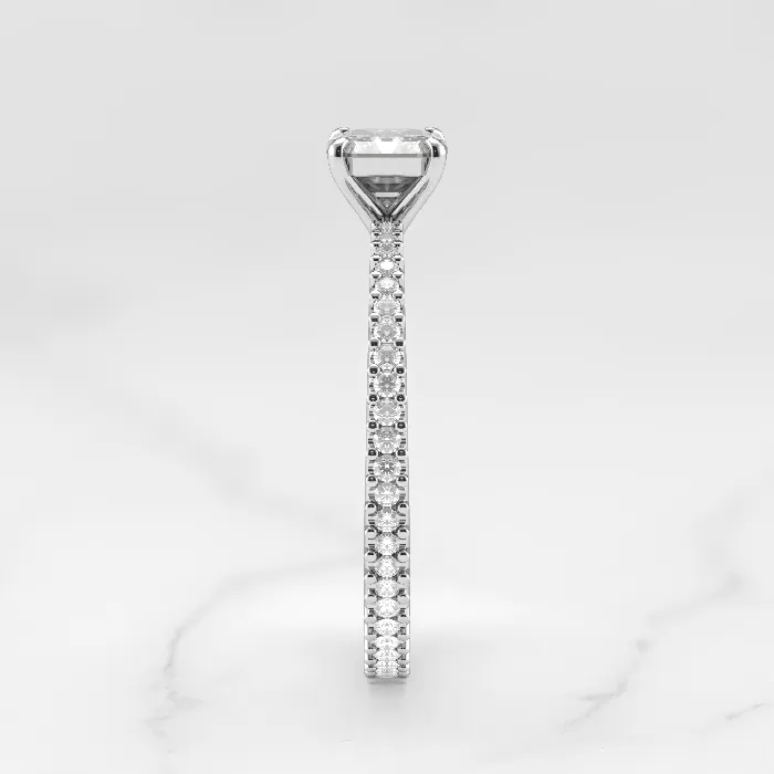 Capucinne Asscher Full Pave Tapered Moissanite Ring 1ct Rings