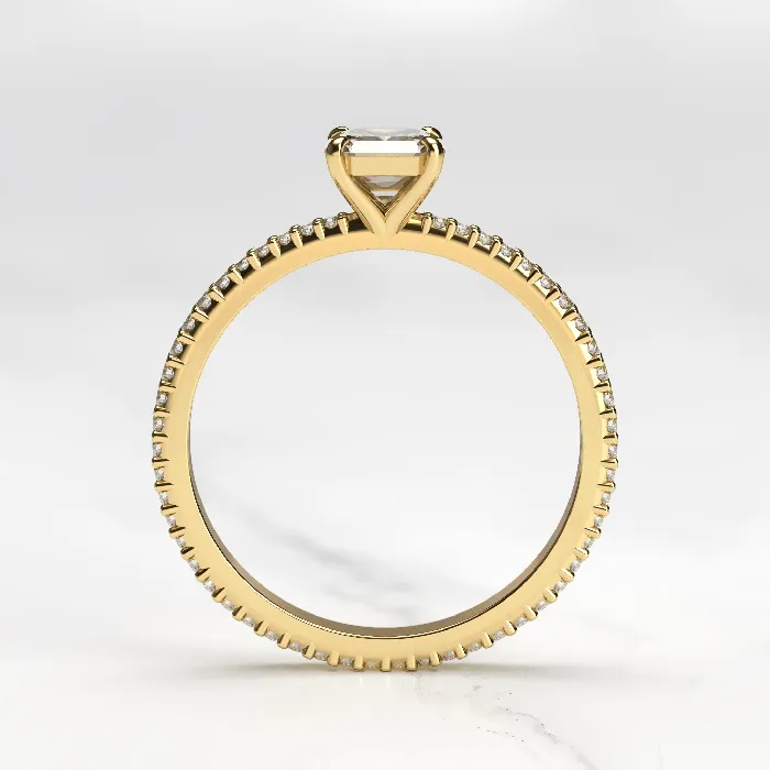 Capucinne Asscher Full Pave Tapered Moissanite Ring 1ct Rings