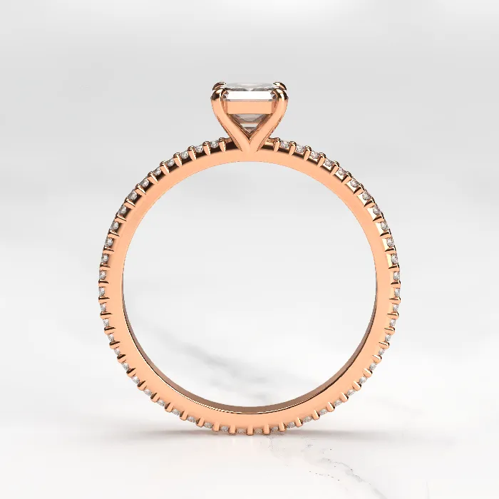 Capucinne Asscher Full Pave Tapered Moissanite Ring 1ct Rings