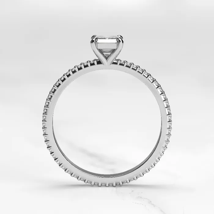 Capucinne Asscher Full Pave Tapered Moissanite Ring 1ct Rings