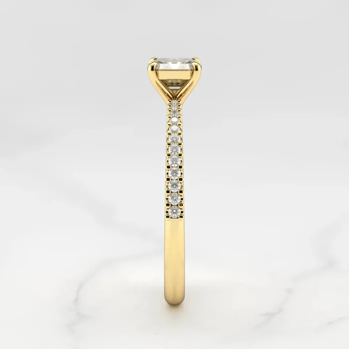 Capucinne Asscher Half Pave Tapered Diamond Ring Rings