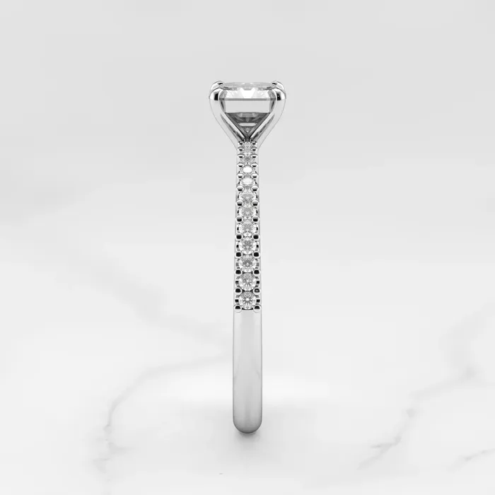 Capucinne Asscher Half Pave Tapered Diamond Ring Rings