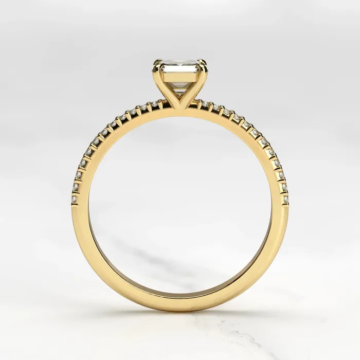 Capucinne Asscher Half Pave Tapered Diamond Ring Rings