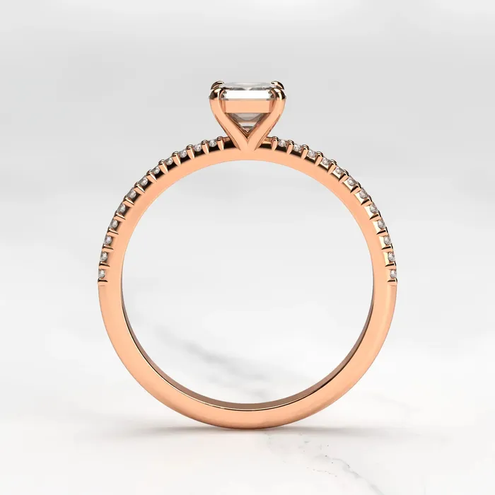 Capucinne Asscher Half Pave Tapered Diamond Ring Rings