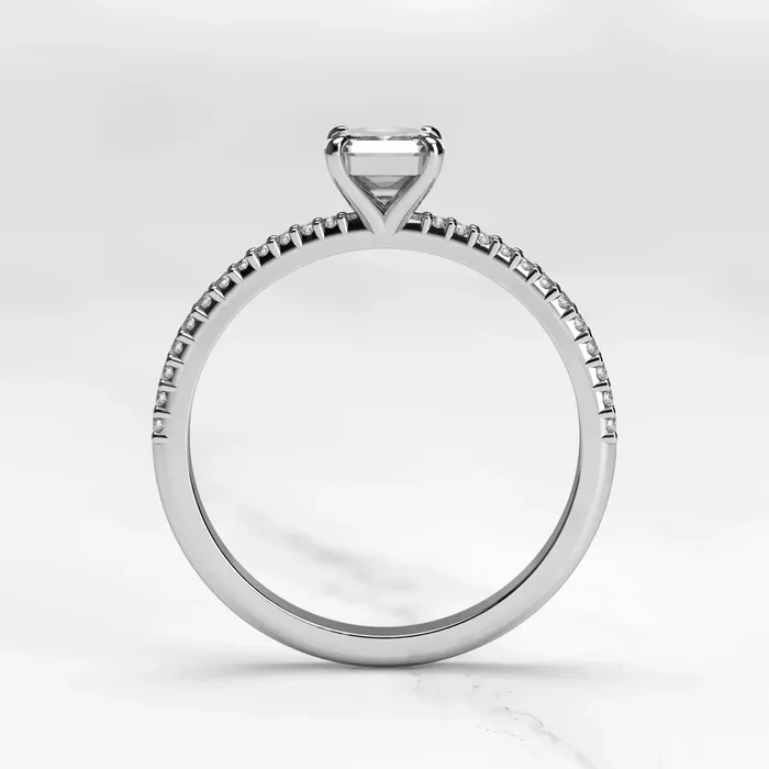 Capucinne Asscher Half Pave Tapered Diamond Ring Rings