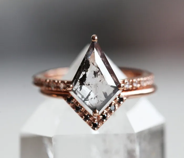 Capucinne Dahlia Kite Salt and Pepper Diamond Ring Rings