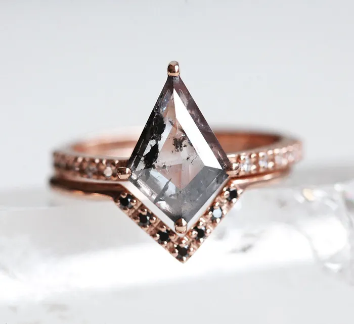 Capucinne Dahlia Kite Salt and Pepper Diamond Ring Rings