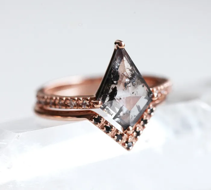 Capucinne Dahlia Kite Salt and Pepper Diamond Ring Rings