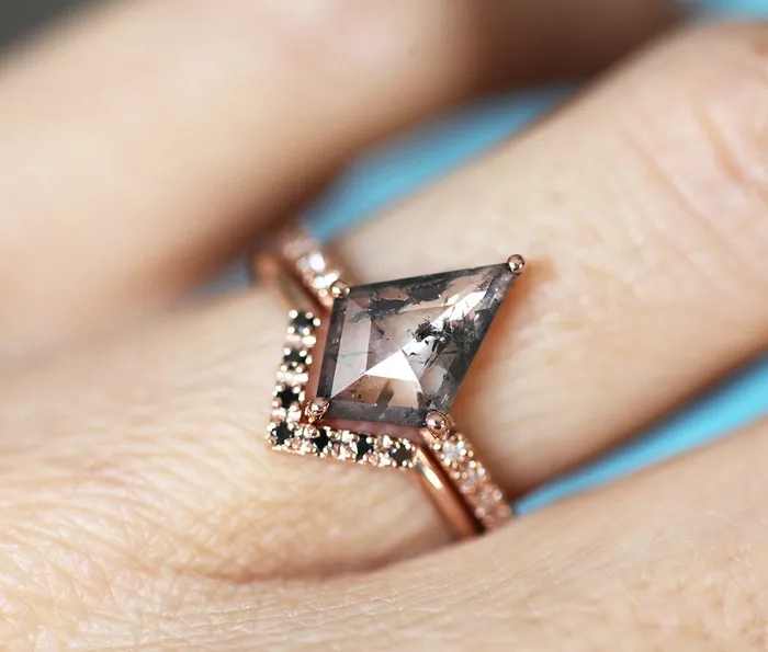 Capucinne Dahlia Kite Salt and Pepper Diamond Ring Rings