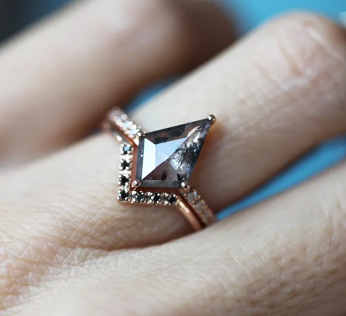 Capucinne Dahlia Kite Salt and Pepper Diamond Ring Rings